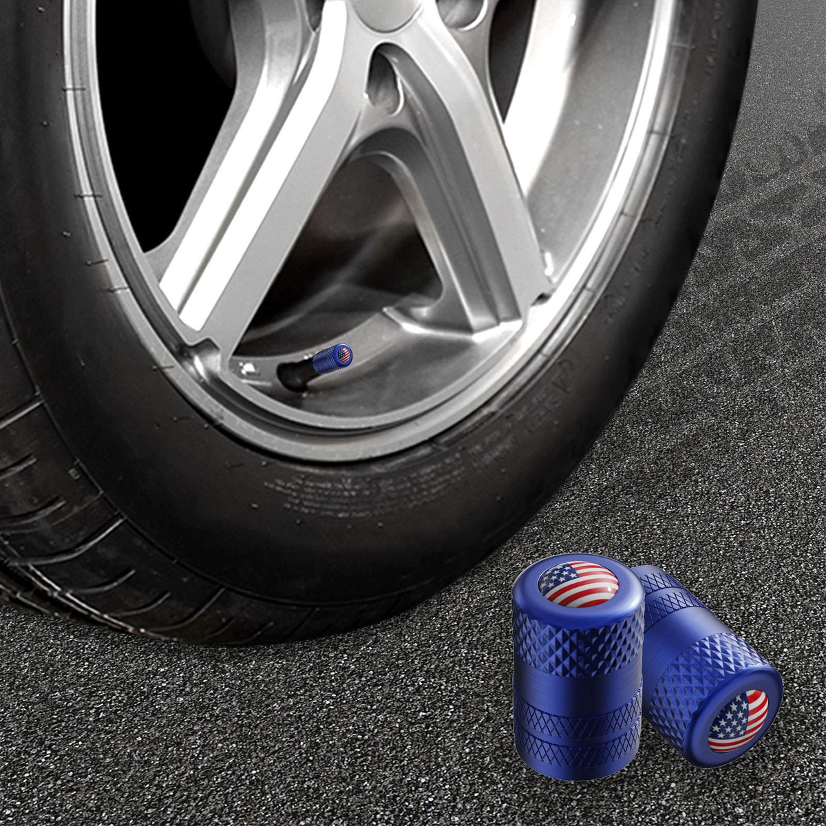 CKAuto Tire Valve Stem Caps, Aluminum Black, 4 pcs/Pack