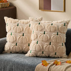 DFXSZ Fall Pillow Covers 18x18 2Pcs Beige Brown Pumpkin Fall Decorations