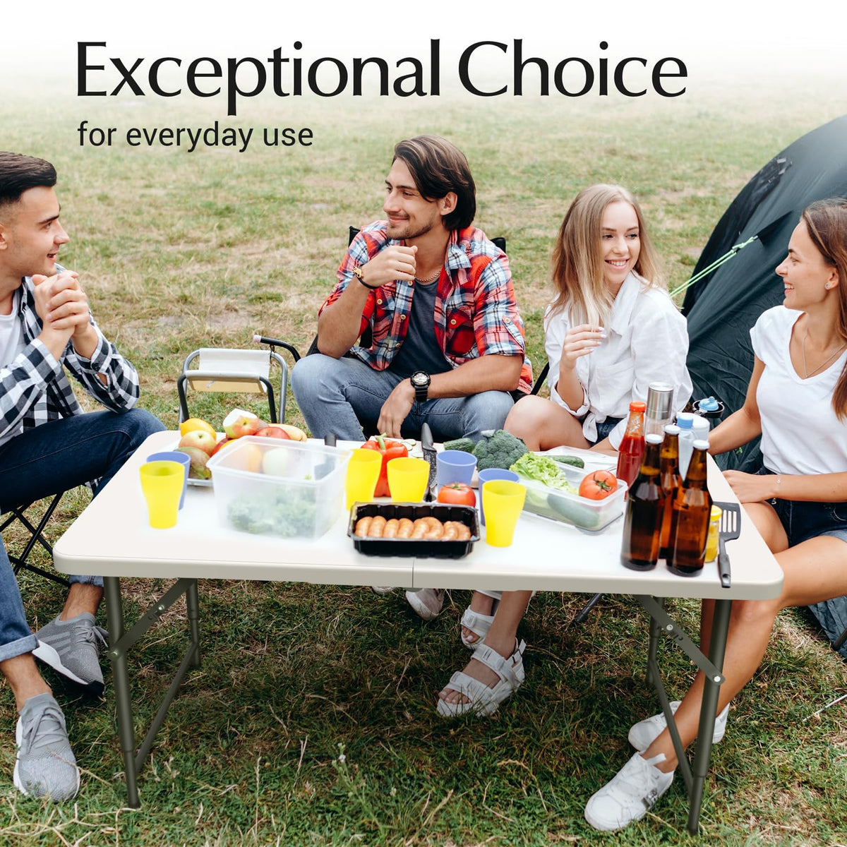 10 PACK of 8 Feet Foldable Table with Built in Handle & Steel Legs | 8 FT Heavy Duty Portable | Perfect for Party, Dining, Wedding, Events, Picnic Indoor, Outdoor, Camping, Temporary - 8 Foot
