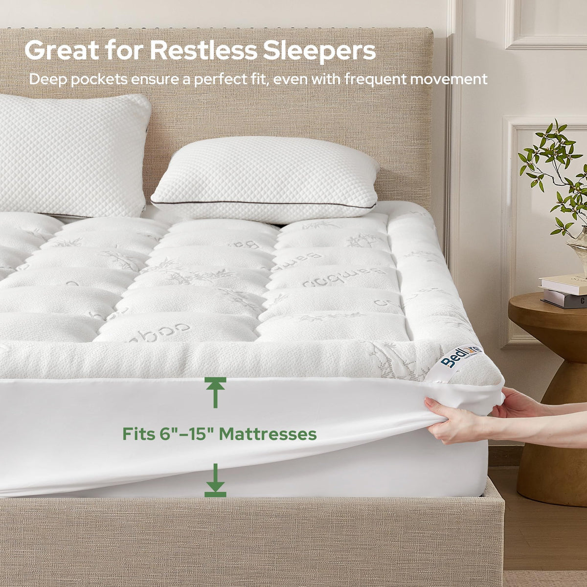 BEDLORE Twin Mattress Topper, Thick Soft Pillow Top Bed Topper