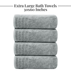 Tens Towels 4 Piece Extra Large Bath Towels 30 x 60 Inches, Dark Grey