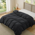 Bedsure Textured Duvet Cover Queen Size - Cotton-Like Polyester Jacquard Duvet Cover Set for All Seasons - 3 Pieces Elevated Textured Dobby Soft Bedding Set, NO Comforter (White, Queen, 90"x 90")