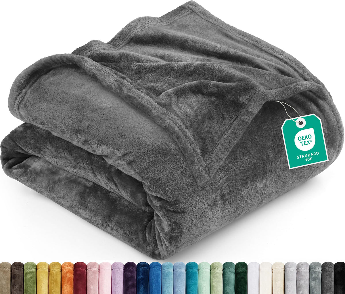 Utopia Bedding Ultra Soft Fleece Bed Blanket Queen Size Grey (90x90 Inches)