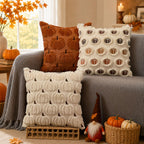 DFXSZ Fall Pillow Covers 18x18 2Pcs Beige Brown Pumpkin Fall Decorations