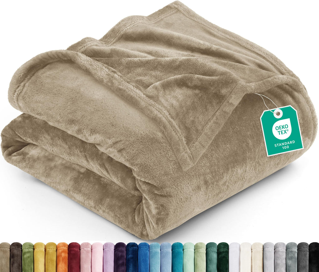 Utopia Bedding Ultra Soft Fleece Bed Blanket Queen Size Grey (90x90 Inches)