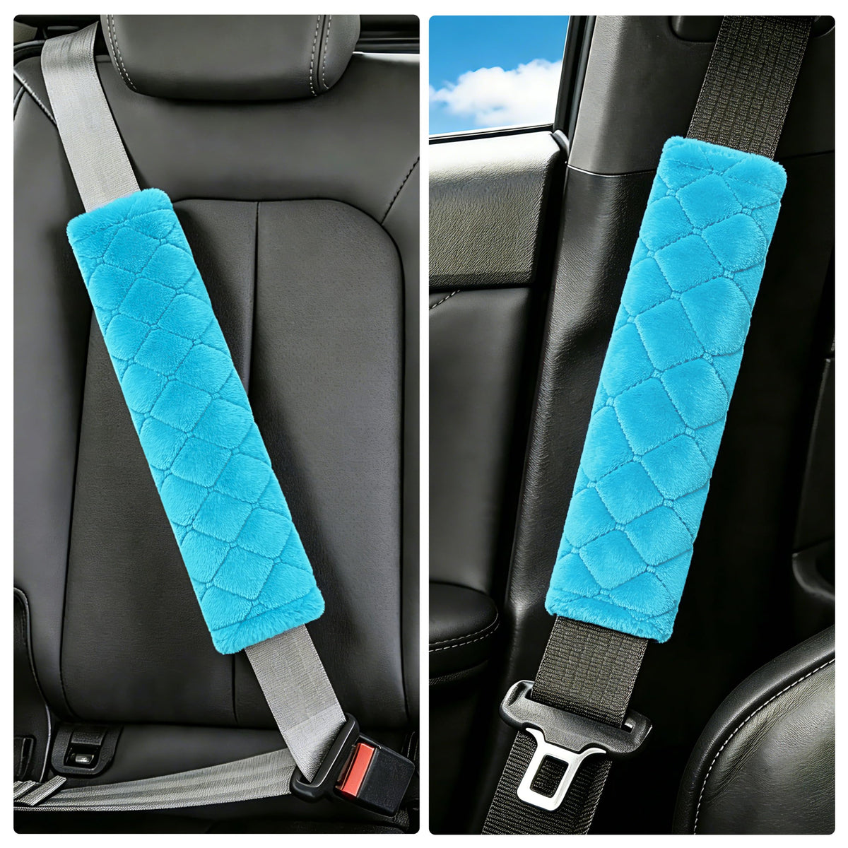 Amooca 2 Pack Seat Belt Covers Soft Shoulder Pad for Cars & Backpack