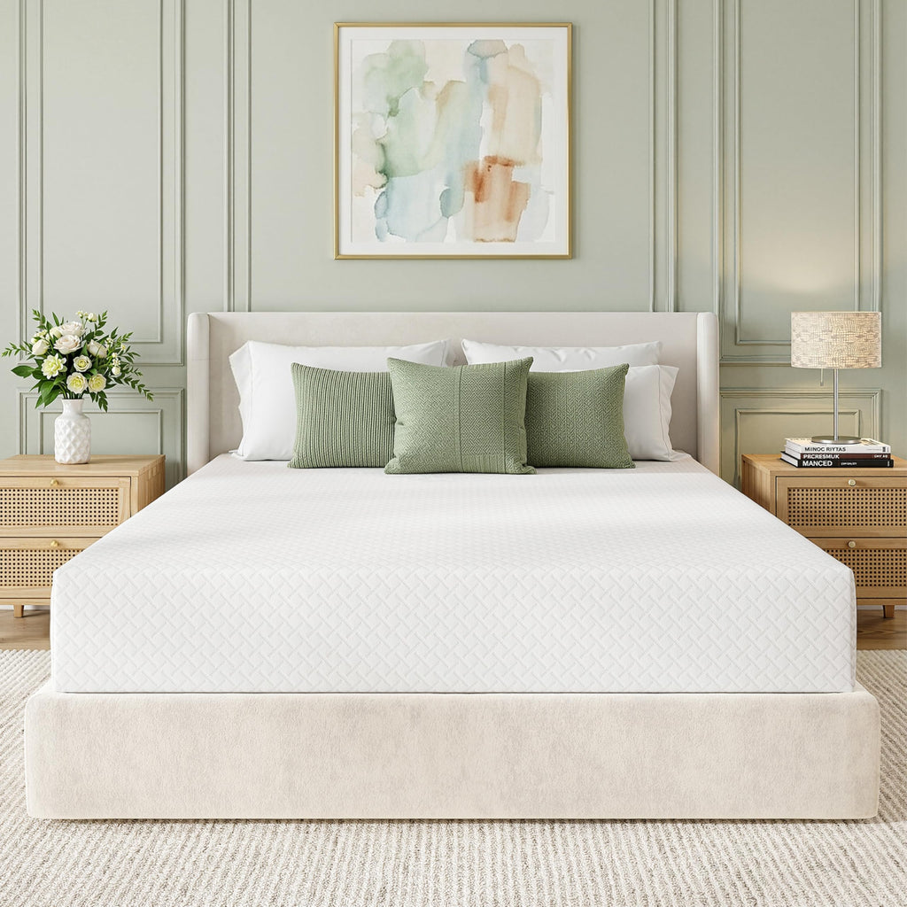 EGOHOME Twin Mattress 14 Inch, Green Tea Memory Foam Mattress, Medium Plush