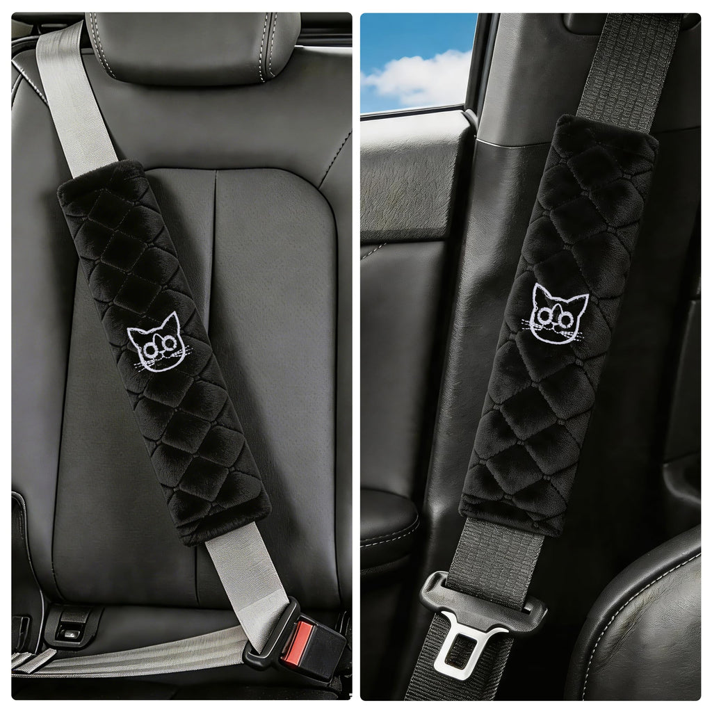 Amooca 2 Pack Seat Belt Covers Soft Shoulder Pad for Cars & Backpack