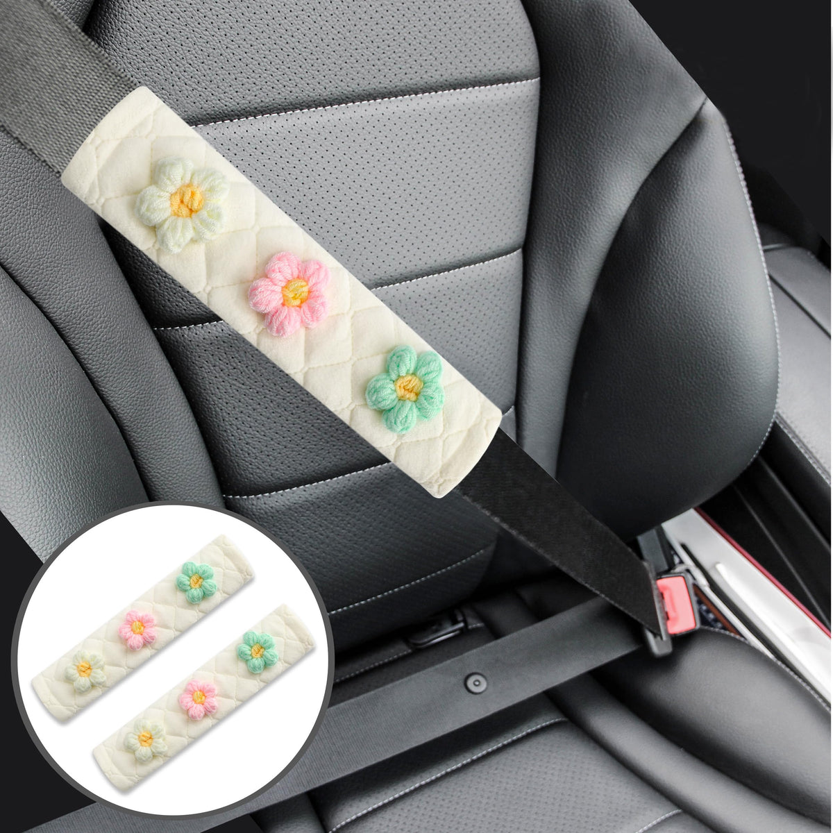 Amooca 2 Pack Seat Belt Covers Soft Shoulder Pad for Cars & Backpack