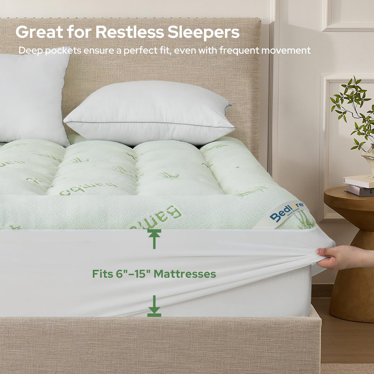 BEDLORE Twin Mattress Topper, Thick Soft Pillow Top Bed Topper