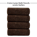 Tens Towels 4 Piece Extra Large Bath Towels 30 x 60 Inches, Dark Grey