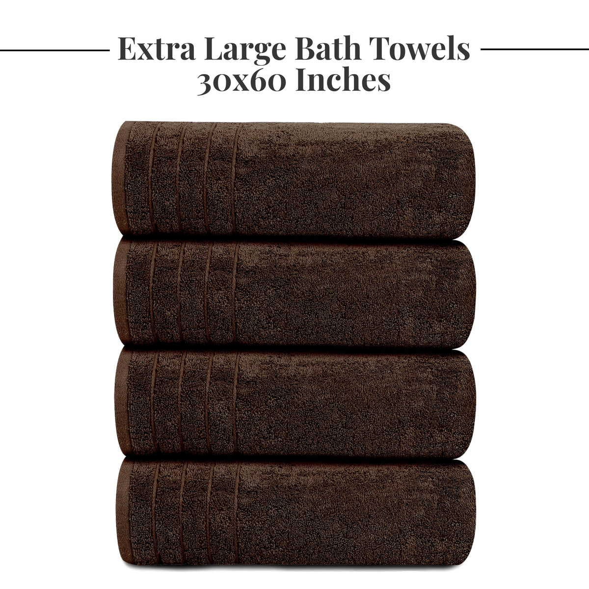 Tens Towels 4 Piece Extra Large Bath Towels 30 x 60 Inches, Dark Grey