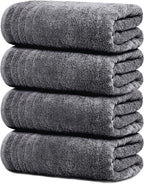 Tens Towels 4 Piece Extra Large Bath Towels 30 x 60 Inches, Dark Grey