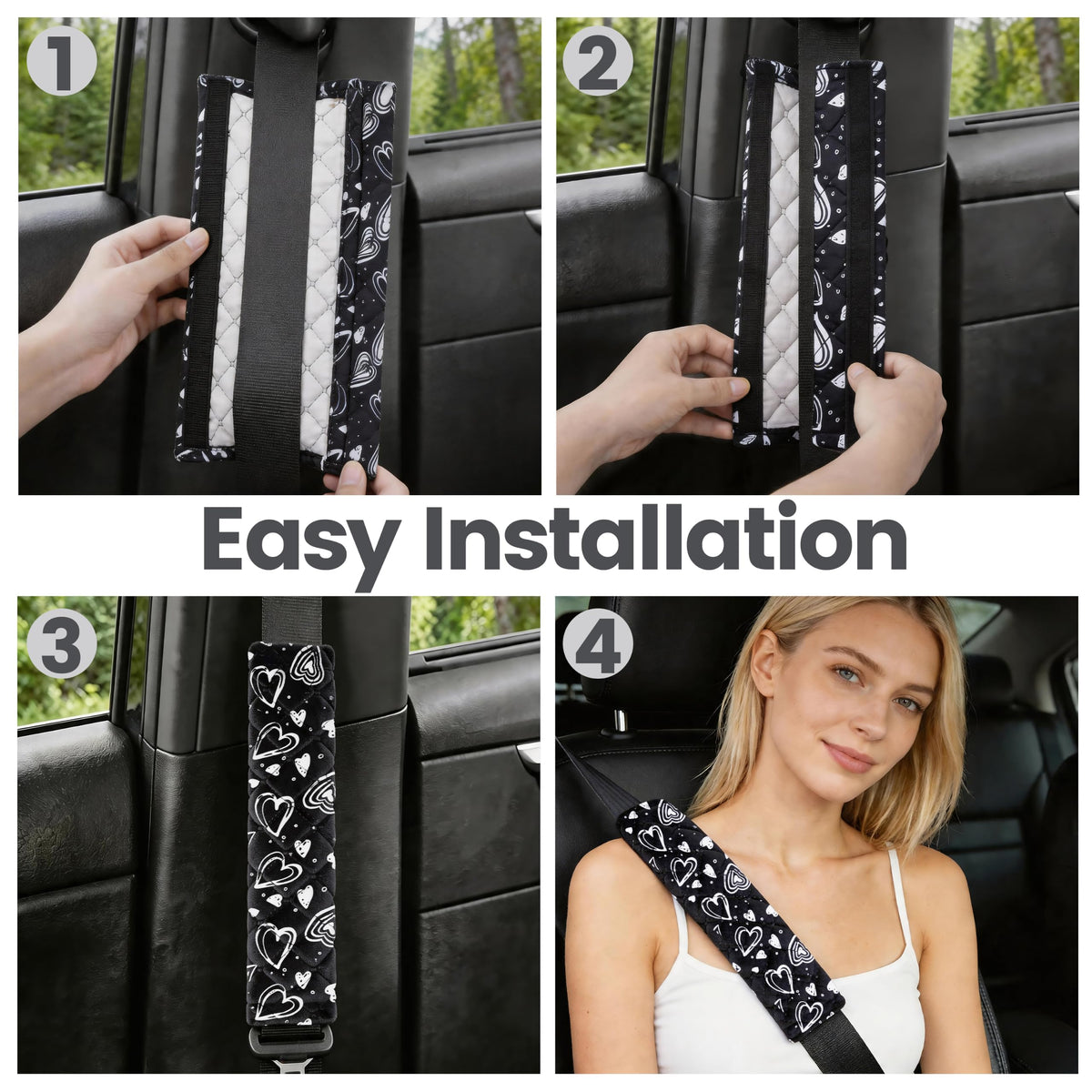 Amooca 2 Pack Seat Belt Covers Soft Shoulder Pad for Cars & Backpack