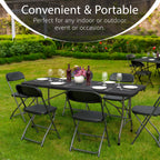 10 PACK of 8 Feet Foldable Table with Built in Handle & Steel Legs | 8 FT Heavy Duty Portable | Perfect for Party, Dining, Wedding, Events, Picnic Indoor, Outdoor, Camping, Temporary - 8 Foot