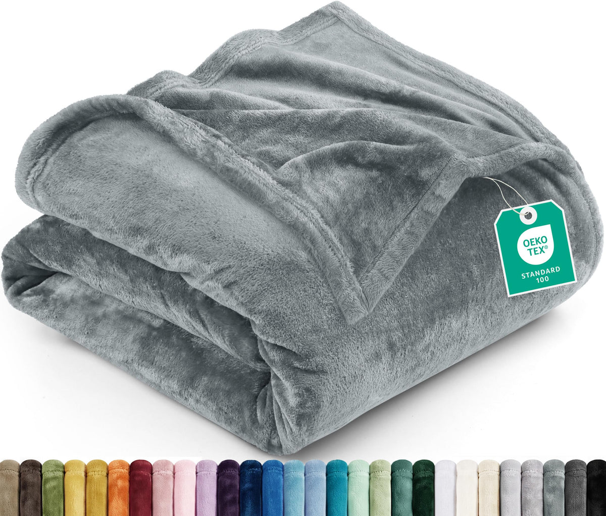 Utopia Bedding Ultra Soft Fleece Bed Blanket Queen Size Grey (90x90 Inches)
