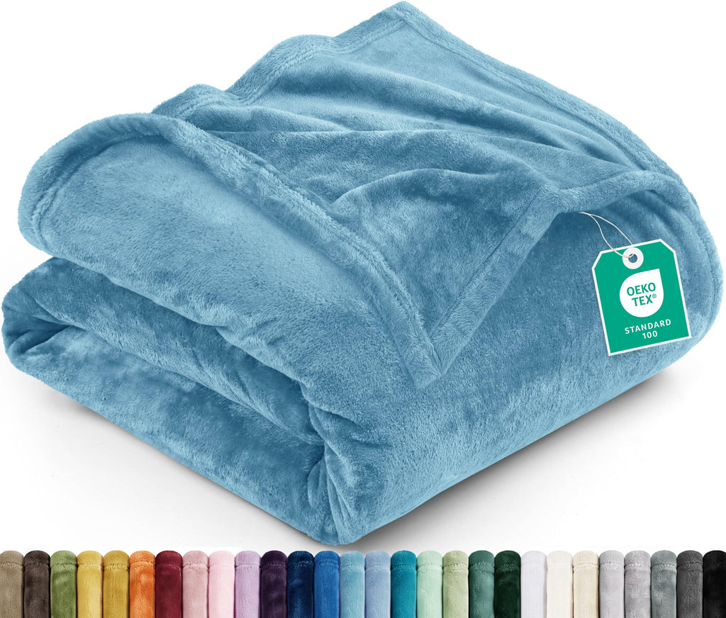 Utopia Bedding Ultra Soft Fleece Bed Blanket Queen Size Grey (90x90 Inches)