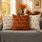 DFXSZ Fall Pillow Covers 18x18 2Pcs Beige Brown Pumpkin Fall Decorations