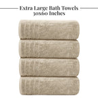 Tens Towels 4 Piece Extra Large Bath Towels 30 x 60 Inches, Dark Grey