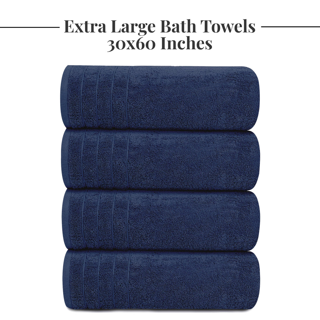 Tens Towels 4 Piece Extra Large Bath Towels 30 x 60 Inches, Dark Grey