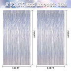ZATAYE 2 Pack Red Silver Blue Foil Curtain Streamer Decorations