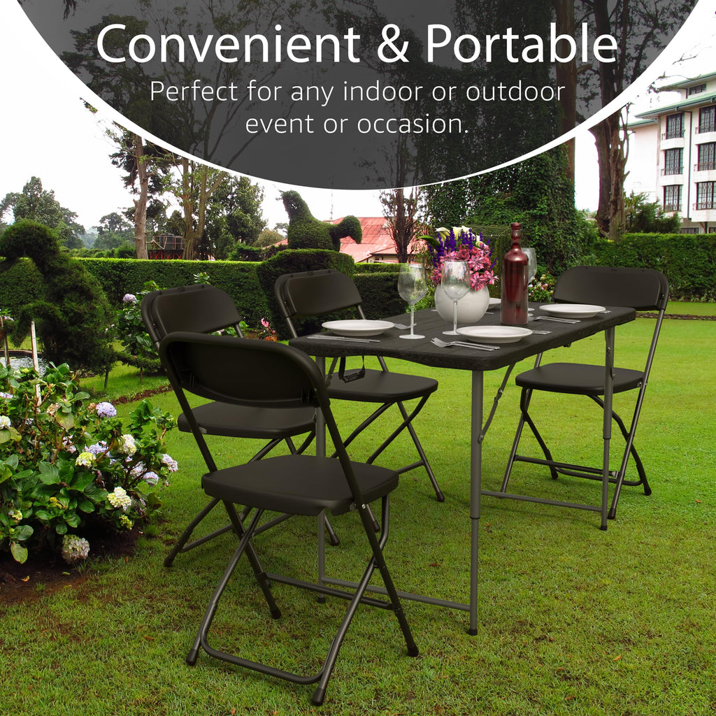 10 PACK of 8 Feet Foldable Table with Built in Handle & Steel Legs | 8 FT Heavy Duty Portable | Perfect for Party, Dining, Wedding, Events, Picnic Indoor, Outdoor, Camping, Temporary - 8 Foot