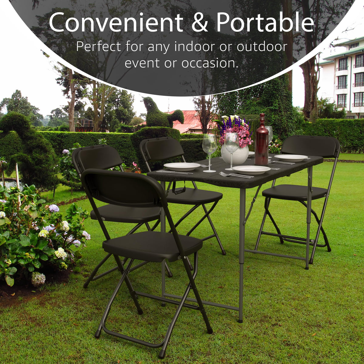 10 PACK of 8 Feet Foldable Table with Built in Handle & Steel Legs | 8 FT Heavy Duty Portable | Perfect for Party, Dining, Wedding, Events, Picnic Indoor, Outdoor, Camping, Temporary - 8 Foot