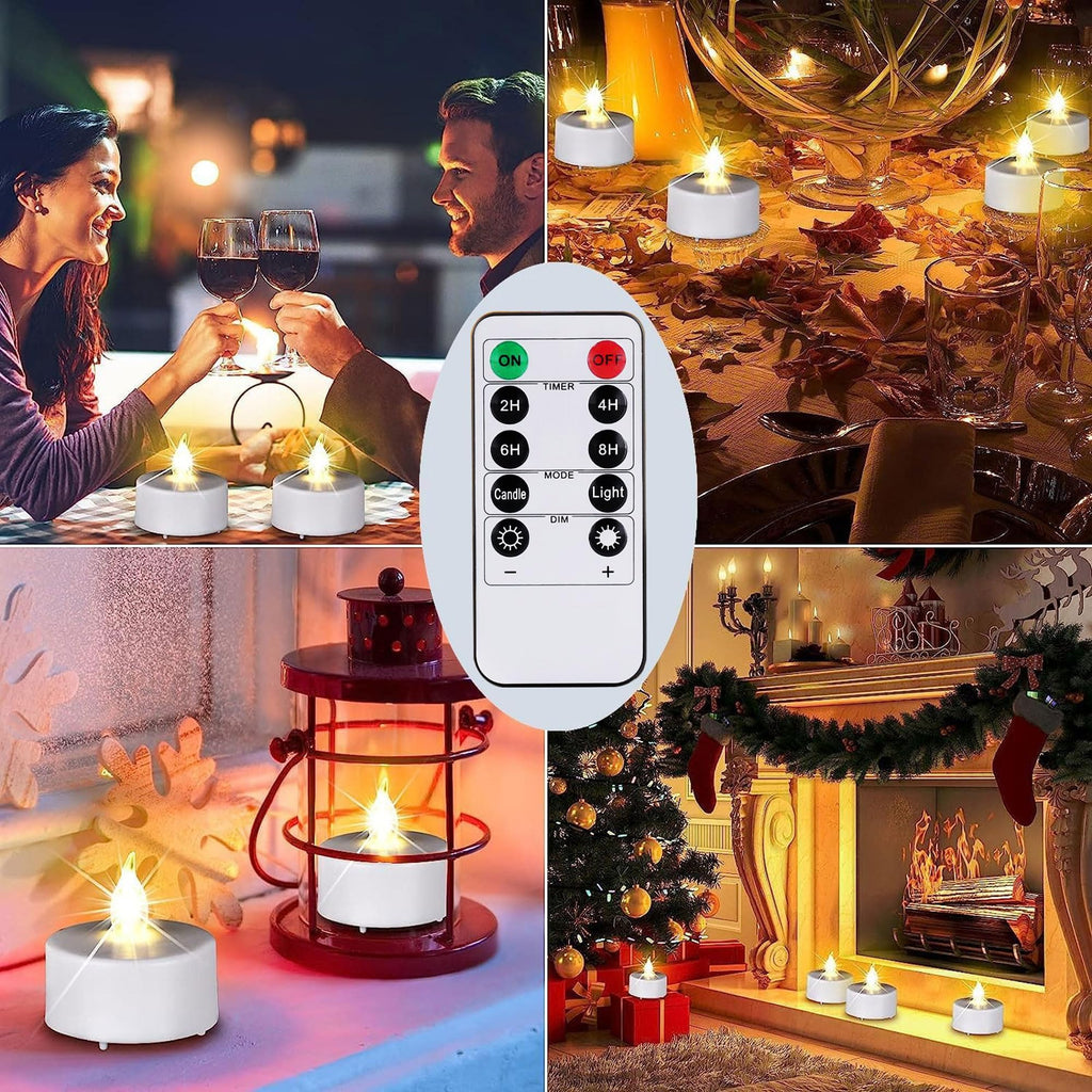 Battery Operated LED Tea Lights Flameless Flickering Candles 12PACK