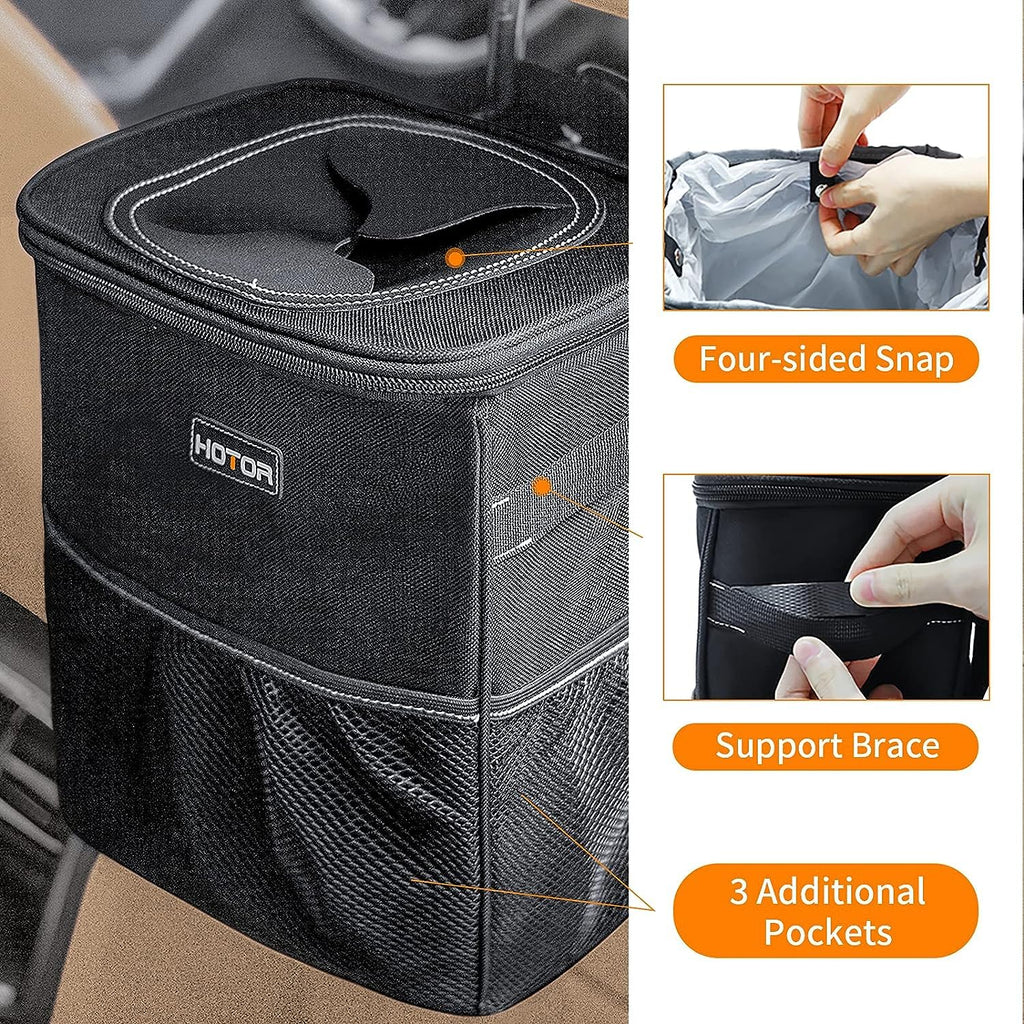 HOTOR Car Trash Can, Leakproof Car Organizer, 2-Gallon, Brown