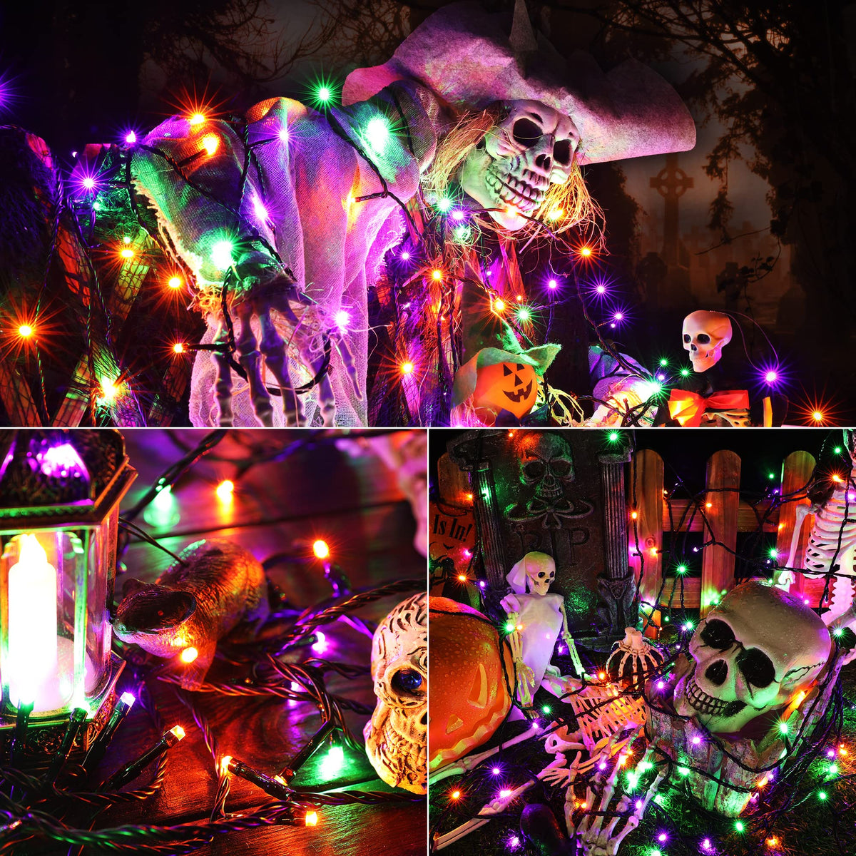 Brizled LED Halloween Lights Indoor Outdoor Orange & Purple String Light
