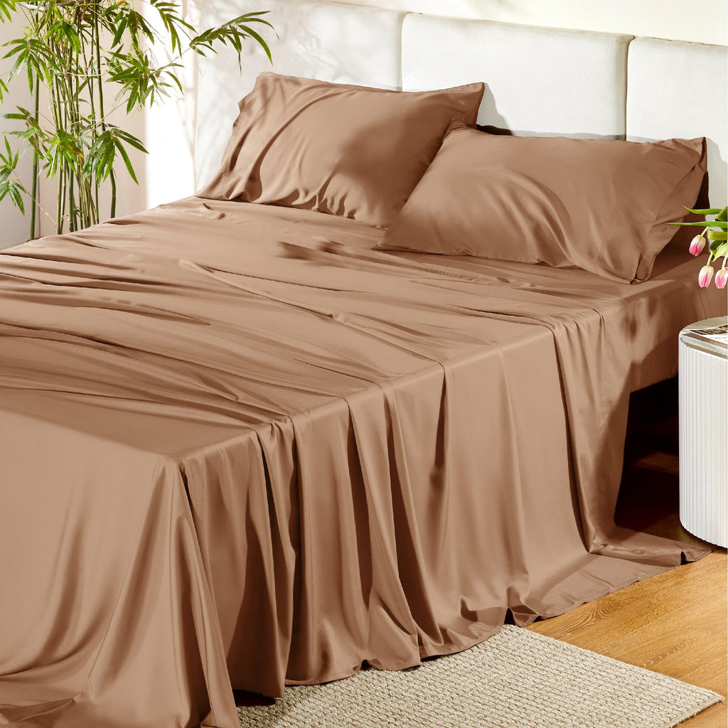Bedsure PureWoven 100% Rayon Derived from Bamboo, Queen Sheets, 4 Pieces
