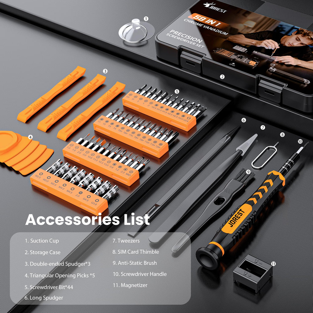 JOREST Small Precision Screwdriver Set with Torx Triwing Phillips, Mini Repair Tool Kit for Macbook, Computer, Laptop, PC, iPhone, PS5, Xbox, Switch, Glasses, Watch, Ring Doorbell, Electronics