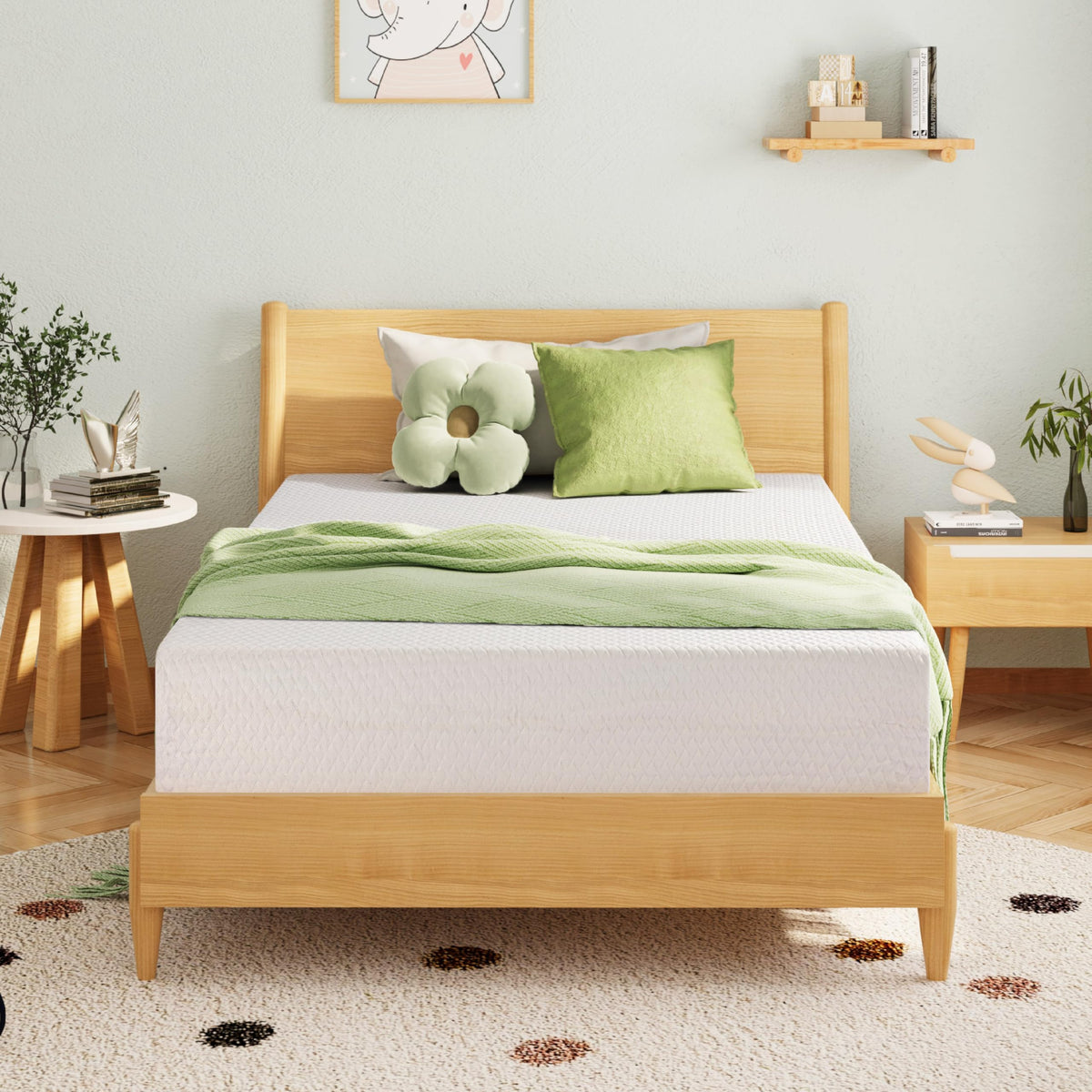EGOHOME Twin Mattress 14 Inch, Green Tea Memory Foam Mattress, Medium Plush