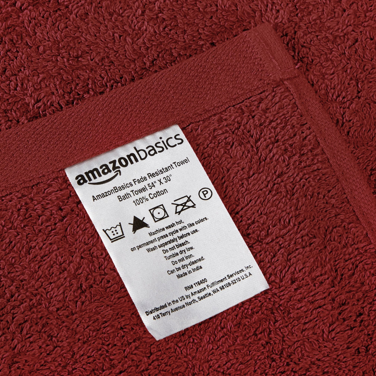 Amazon Basics Fade-Resistant 100% Cotton Bath Towel, 30"x54", Teal Green, 2-Pack