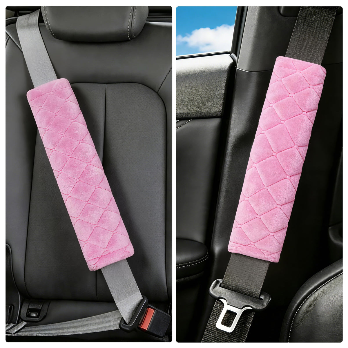 Amooca 2 Pack Seat Belt Covers Soft Shoulder Pad for Cars & Backpack