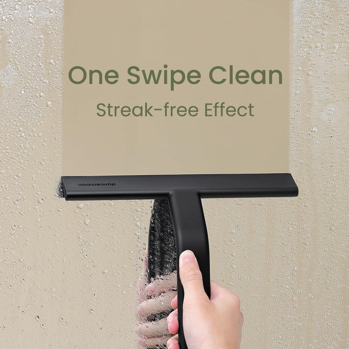 dancemoon JustHang Shower Squeegee with Built-in Hook, 10-Inch Black