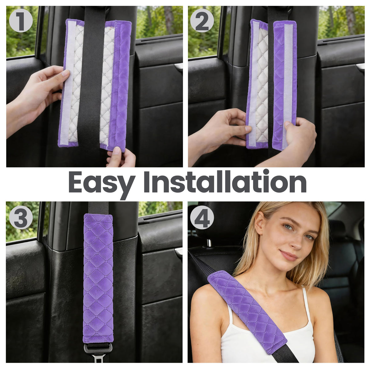 Amooca 2 Pack Seat Belt Covers Soft Shoulder Pad for Cars & Backpack