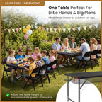 10 PACK of 8 Feet Foldable Table with Built in Handle & Steel Legs | 8 FT Heavy Duty Portable | Perfect for Party, Dining, Wedding, Events, Picnic Indoor, Outdoor, Camping, Temporary - 8 Foot