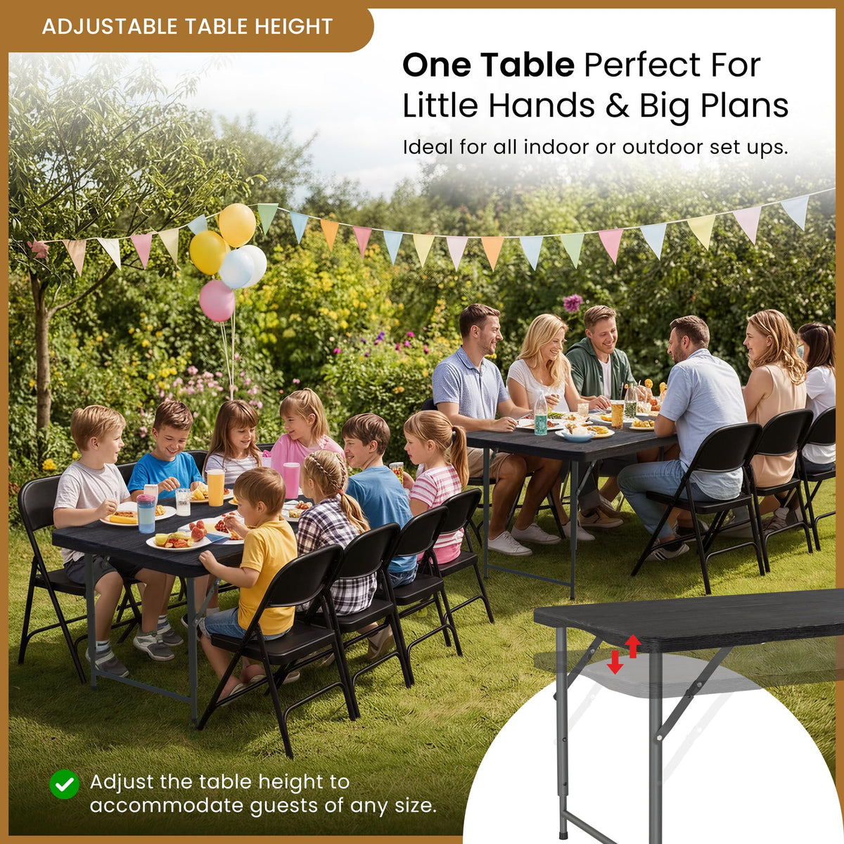 10 PACK of 8 Feet Foldable Table with Built in Handle & Steel Legs | 8 FT Heavy Duty Portable | Perfect for Party, Dining, Wedding, Events, Picnic Indoor, Outdoor, Camping, Temporary - 8 Foot
