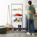 Amazon Basics 5-Shelf Tower Adjustable Storage Shelving Unit, Chrome, 16" x 16" x 54", 150 lbs Per Shelf