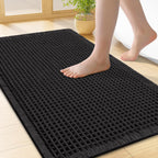 Smiry Waffle Bath Mat 24X16, Extra Soft Absorbent Bathroom Rugs, Black