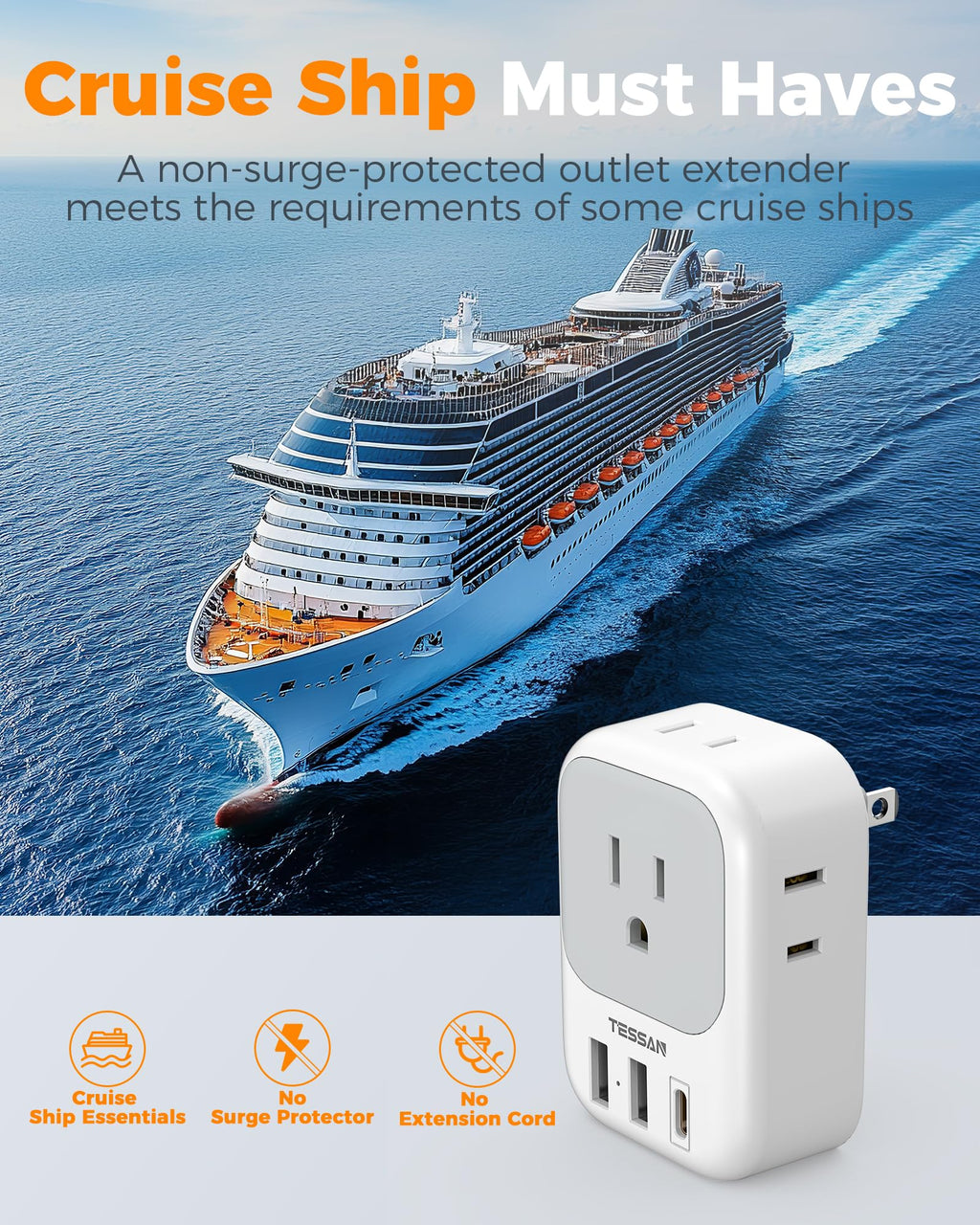TESSAN European Travel Plug Adapter 2 Pack, Type C Plug
