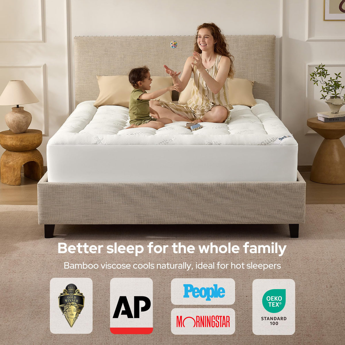 BEDLORE Twin Mattress Topper, Thick Soft Pillow Top Bed Topper
