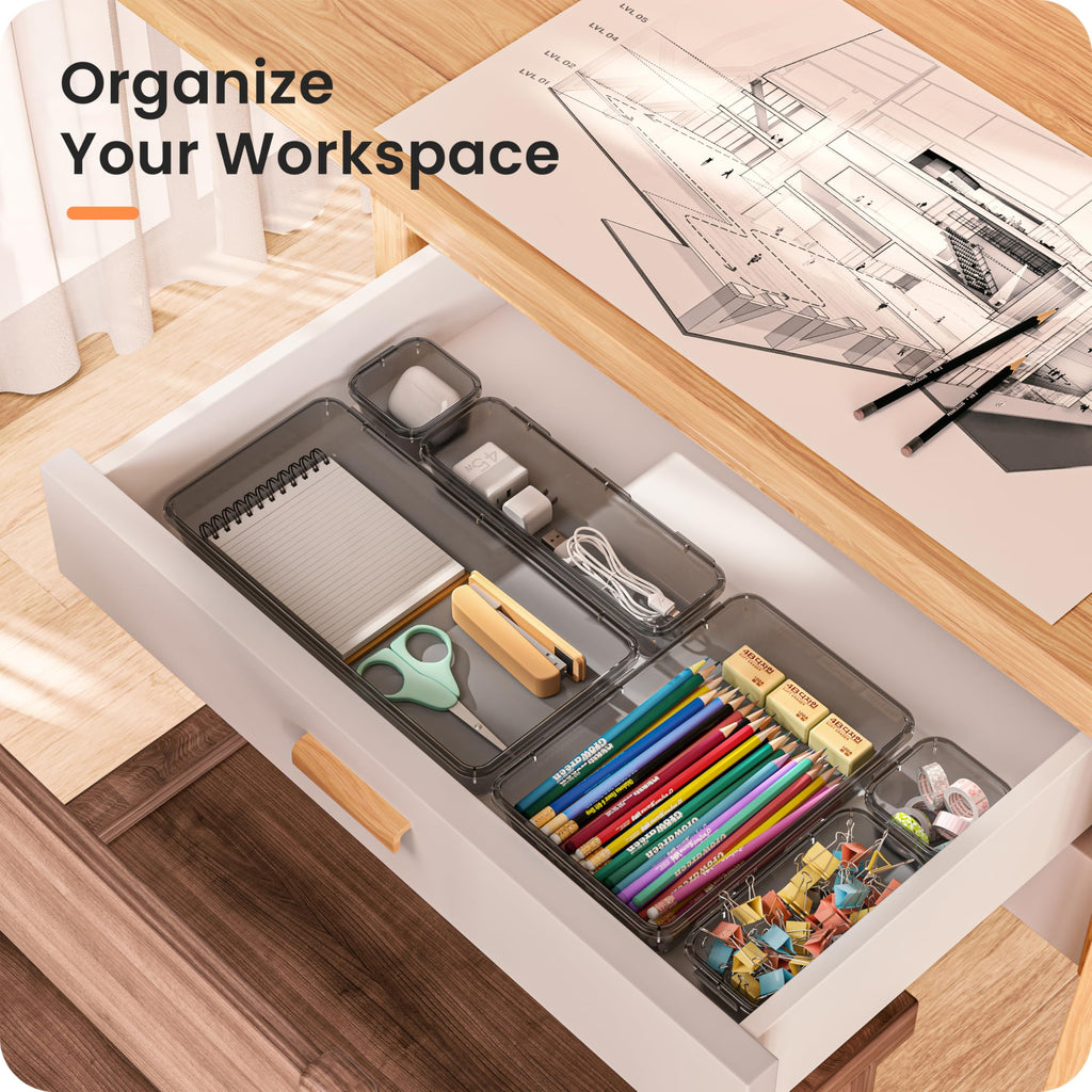 A-LuGei 【Military Grade】 Drawer Organizer for Vanity Bathroom Makeup Desk
