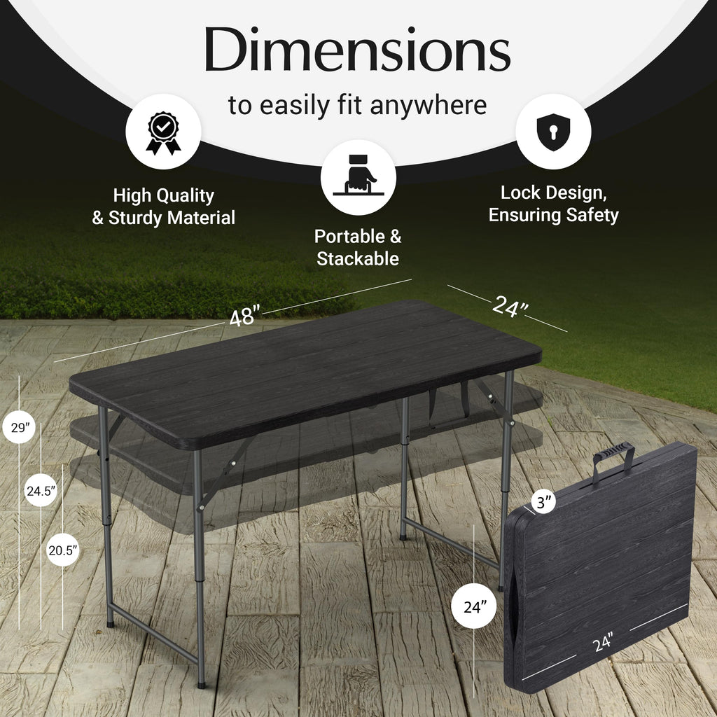 10 PACK of 8 Feet Foldable Table with Built in Handle & Steel Legs | 8 FT Heavy Duty Portable | Perfect for Party, Dining, Wedding, Events, Picnic Indoor, Outdoor, Camping, Temporary - 8 Foot