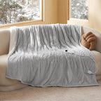 Bedsure Cloud Bubble Grey Heated Blanket Throw, Soft Cozy Electric Blanket