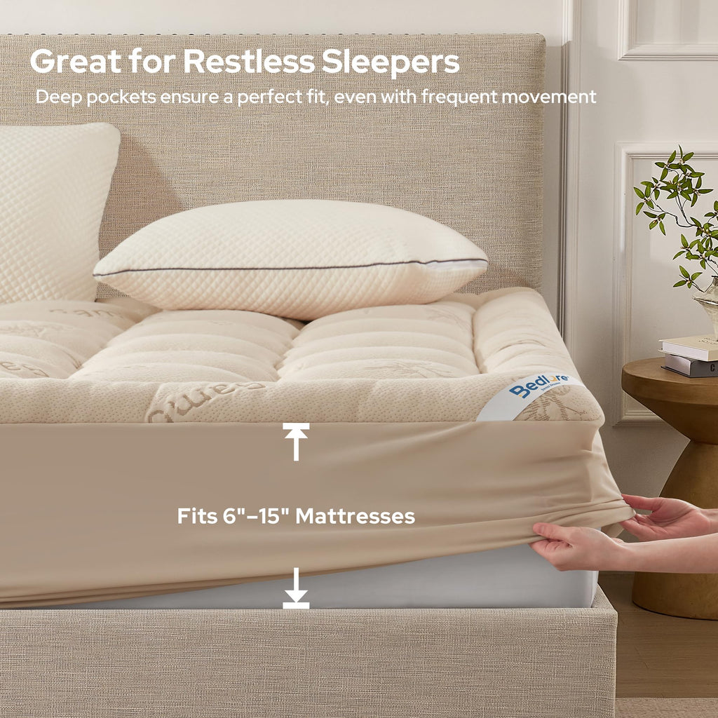 BEDLORE Twin Mattress Topper, Thick Soft Pillow Top Bed Topper