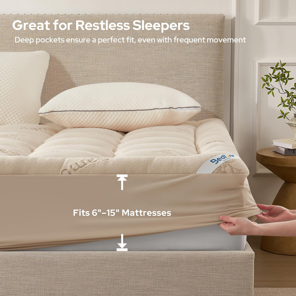 BEDLORE Twin Mattress Topper, Thick Soft Pillow Top Bed Topper