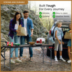 10 PACK of 8 Feet Foldable Table with Built in Handle & Steel Legs | 8 FT Heavy Duty Portable | Perfect for Party, Dining, Wedding, Events, Picnic Indoor, Outdoor, Camping, Temporary - 8 Foot