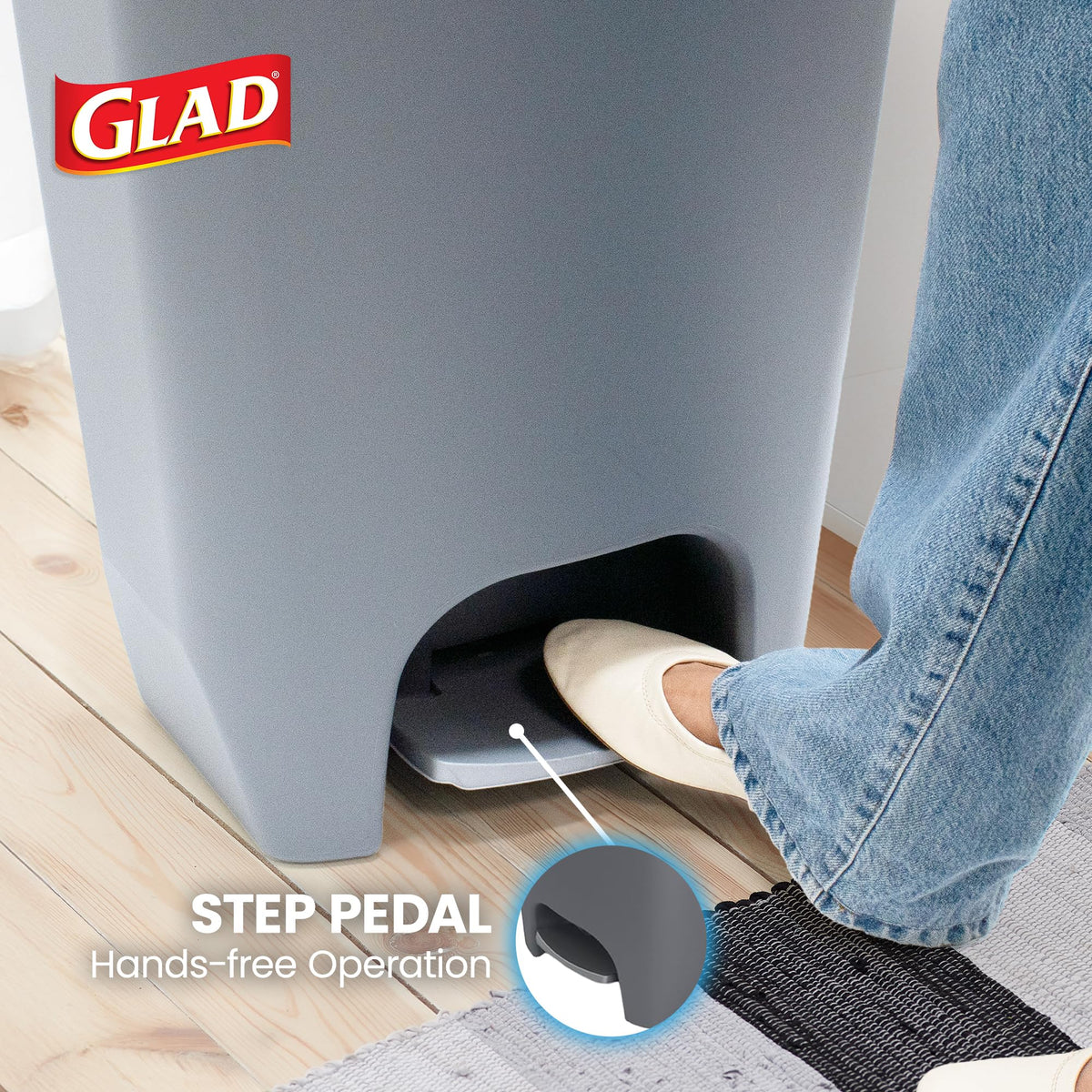 Glad Trash Can with Clorox Odor Protection | Plastic Bin, 13 Gal, Black
